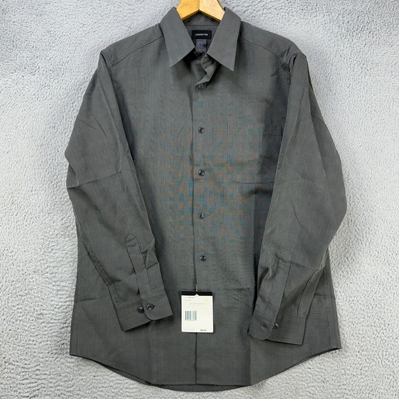 Claiborne Sport Shirt Button Up Mens Large Gray Glenn Plaid Pocket Casual NEW